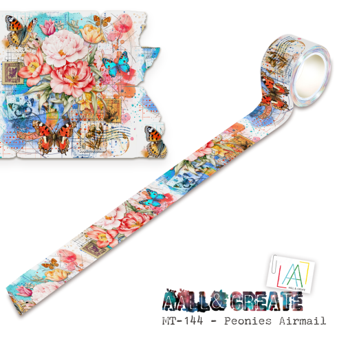 AALL and Create "Peonies Airmail" Washi Tape 25 mm