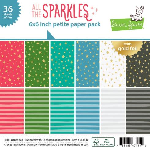 Lawn Fawn - Designpapier "All The Sparkles" Paper Pad 6x6 Inch - 36 Bogen