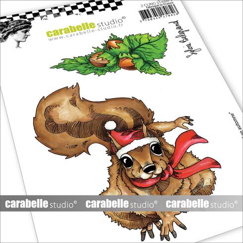 Carabelle Studio - Gummistempelset "Écureuil en automne" Cling Stamp