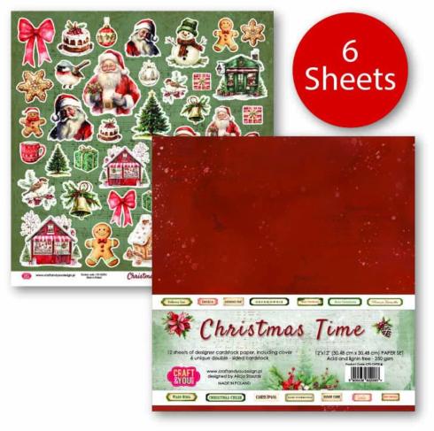 Craft & You Design - Designpapier "Christmas Time" Paper Pad 12x12 Inch - 12 Bogen