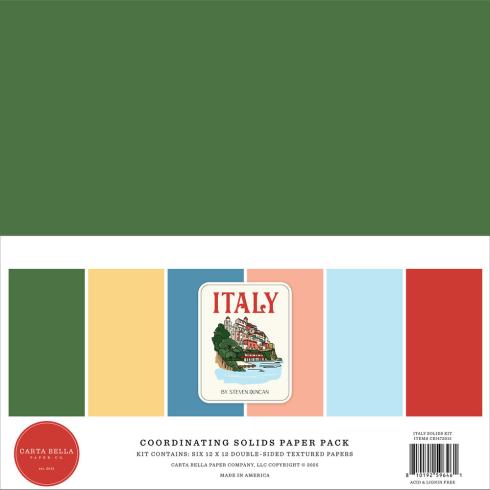 Carta Bella - Cardstock "Italy" Coordinating Solids Paper Pack 12x12 Inch - 6 Bogen