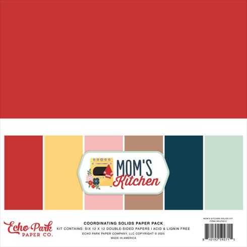 Echo Park - Cardstock "Mom's Kitchen" Coordinating Solids Paper 12x12 Inch - 6 Bogen 