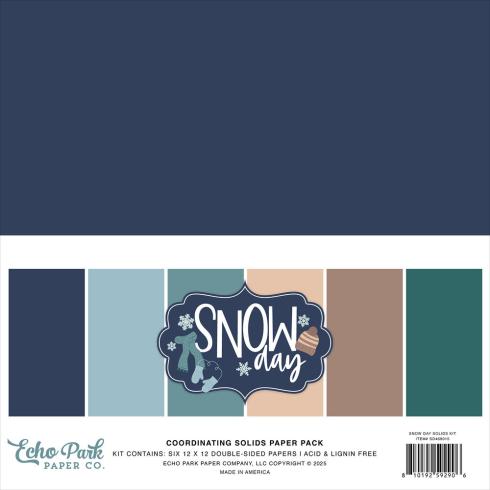 Echo Park - Cardstock "Snow Day" Coordinating Solids Paper 12x12 Inch - 6 Bogen 