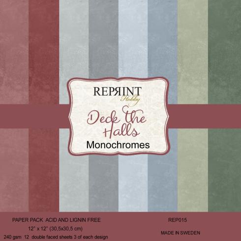 Reprint - Cardstock "Deck the Halls Monochromes" 12x12 Inch - 12 Bogen