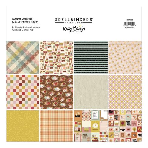 Spellbinders - Designpapier "Autumn Archives" Paper Pack 12x12 Inch - 24 Bogen