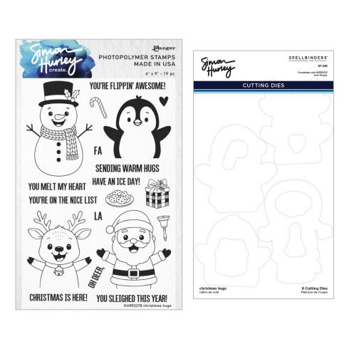 Spellbinders - Stempelset & Stanzschablone "Christmas Hugs" Clear Stamps & Dies by Simon Hurley