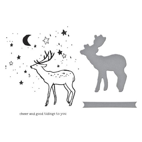 Spellbinders - Buchdrucktechnik "Cheer and Good Tidings Deer" BetterPress Plate & Dies