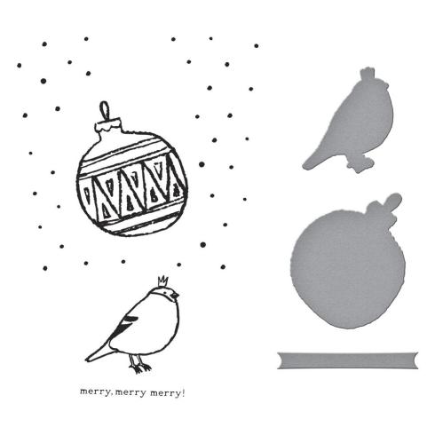 Spellbinders - Buchdrucktechnik "Merry, Merry, Merry Bird" BetterPress Plate & Dies