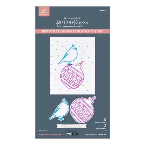 Spellbinders - Buchdrucktechnik "Merry, Merry, Merry Bird" BetterPress Plate & Dies