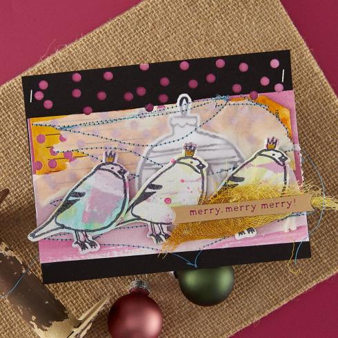 Spellbinders - Buchdrucktechnik "Merry, Merry, Merry Bird" BetterPress Plate & Dies