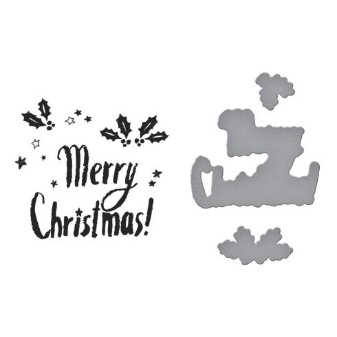Spellbinders - Buchdrucktechnik "Starry Merry Christmas" BetterPress Plate & Dies