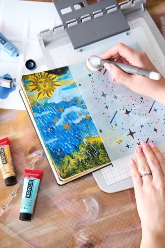 Sizzix - Schablone & Stempelset "Weather Wonder" Stencil & Clear Stamps by Mark Montano