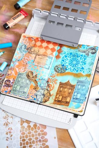 Sizzix - Schablone & Stempelset "Build It" Stencil & Clear Stamps by Mark Montano