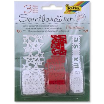 Samtbordüren "Weihnachten" 3 Rollen, sortiert, selbstklebend