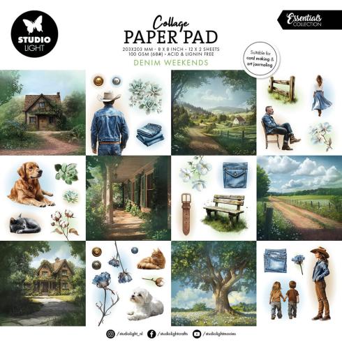 Studio Light - Designpapier "Denim Weekends" Collage Paper Pad 8x8 Inch - 24 Bogen