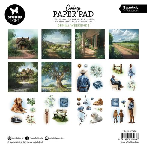 Studio Light - Designpapier "Denim Weekends" Collage Paper Pad 8x8 Inch - 24 Bogen