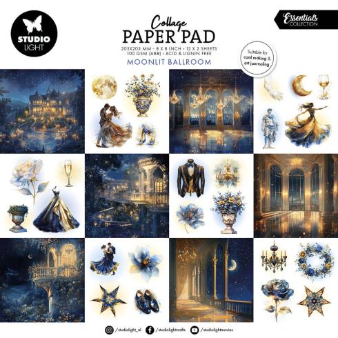 Studio Light - Designpapier "Moonlit Ballroom" Collage Paper Pad 8x8 Inch - 24 Bogen