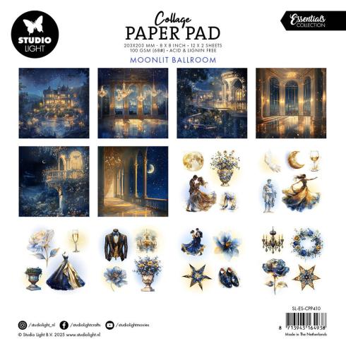 Studio Light - Designpapier "Moonlit Ballroom" Collage Paper Pad 8x8 Inch - 24 Bogen
