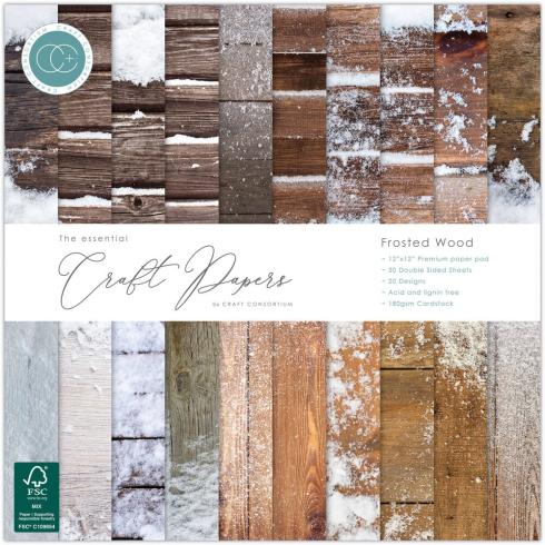Craft Consortium - Designpapier "Frosted Wood" Paper Pad 12x12 Inch - 30 Bogen