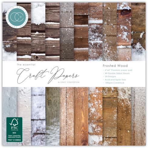 Craft Consortium - Designpapier "Frosted Wood" Paper Pad 6x6 Inch - 40 Bogen