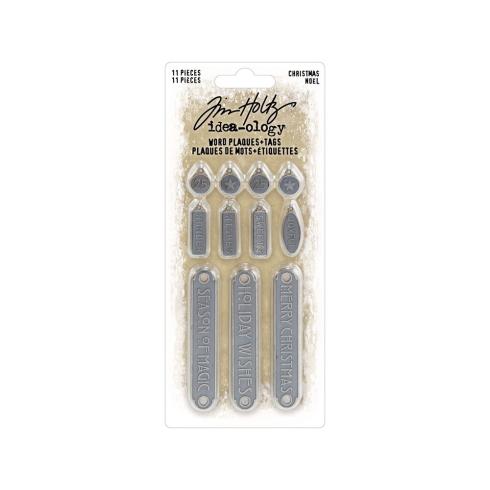 Tim Holtz - Idea Ology - Metallanhänger "Christmas Word Plaques + Tags"
