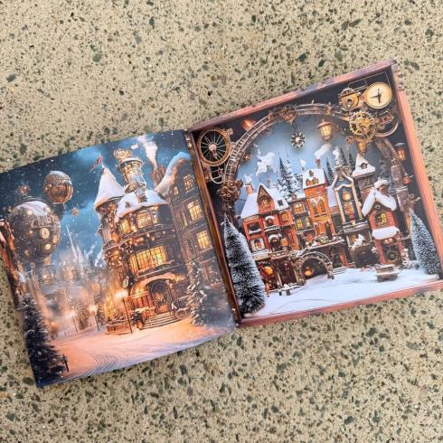 IndigoBlu - Designpapier "Steampunk Winterfest" Ephemera Paper Book 6x6 Inch - 2 Bogen
