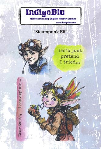 IndigoBlu - Gummistempel Set "Steampunk Elf" A6 Rubber Stamp