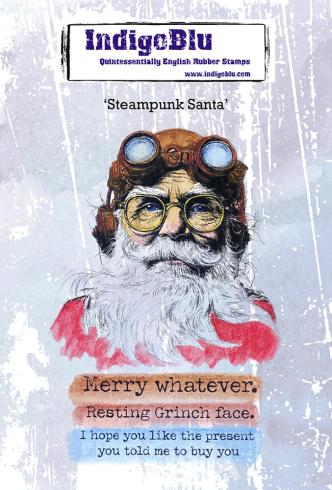 IndigoBlu - Gummistempel Set "Steampunk Santa" A6 Rubber Stamp