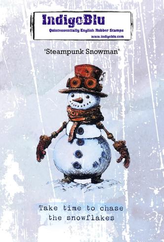 IndigoBlu - Gummistempel Set "Steampunk Snowman" A6 Rubber Stamp