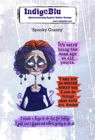 IndigoBlu - Gummistempel Set "Spooky Granny" A6 Rubber Stamp