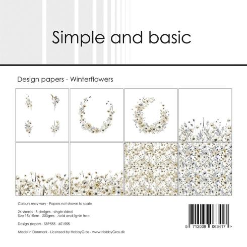 Simple and Basic - Designpapier "Winterflowers" Paper Pack 6x6 Inch - 24 Bogen 