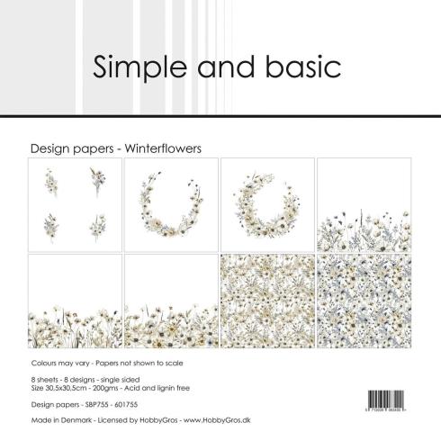 Simple and Basic - Designpapier "Winterflowers" Paper Pack 12x12 Inch - 8 Bogen 