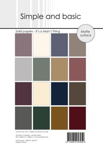 Simple and Basic - Cardstock "It's a Man's Thing" Solid Papers A5 - 32 Bogen 