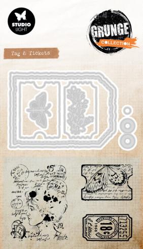 Studio Light - Stempel & Stanzschablone "Tag & Tickets" Stamp & Dies Grunge