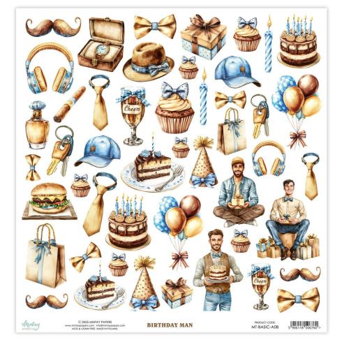 Mintay Papers - Papier Elemente "Birthday Man" Paper Elements 12x12 Inch