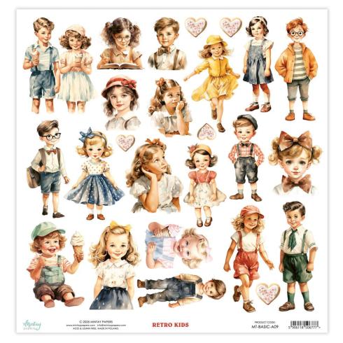 Mintay Papers - Papier Elemente "Retro Kids" Paper Elements 12x12 Inch