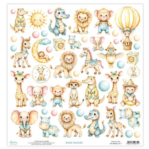 Mintay Papers - Papier Elemente "Baby Safari" Paper Elements 12x12 Inch
