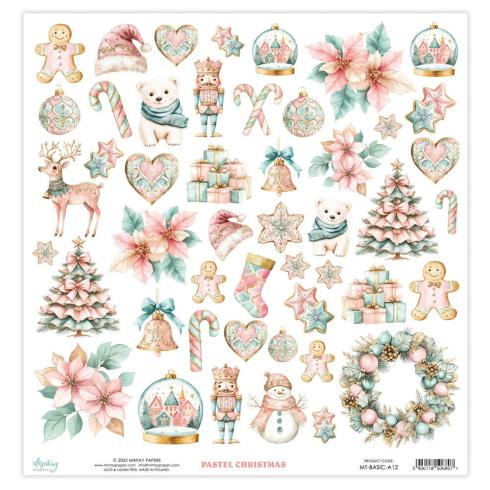 Mintay Papers - Papier Elemente "Pastel Christmas" Paper Elements 12x12 Inch