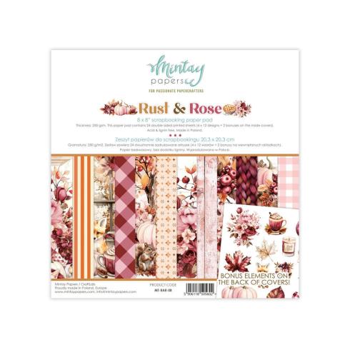 Mintay Papers - Designpapier "Rust & Rose" Scrapbooking Paper Pad 8x8 Inch - 24 Bogen