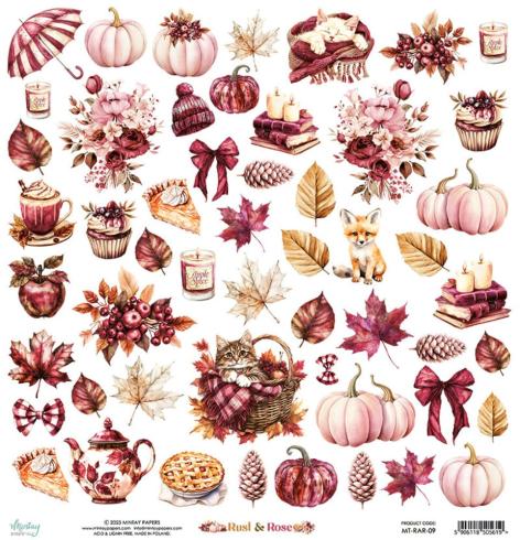 Mintay Papers - Papier Elemente "Rust & Roses" Paper Elements 12x12 Inch