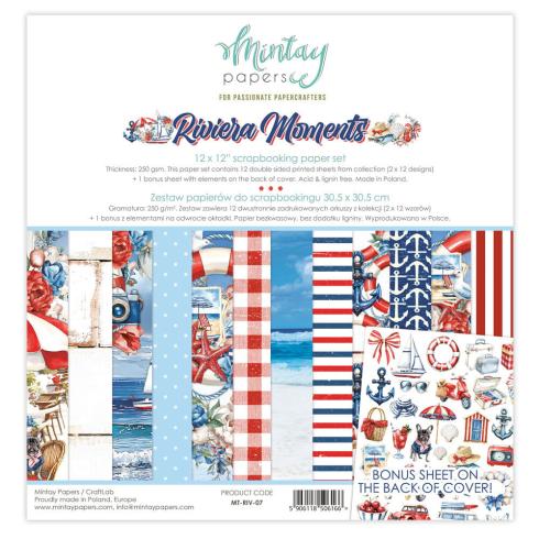 Mintay Papers - Designpapier "Riviera Moments" Scrapbooking Paper Pad 12x12 Inch - 12 Bogen