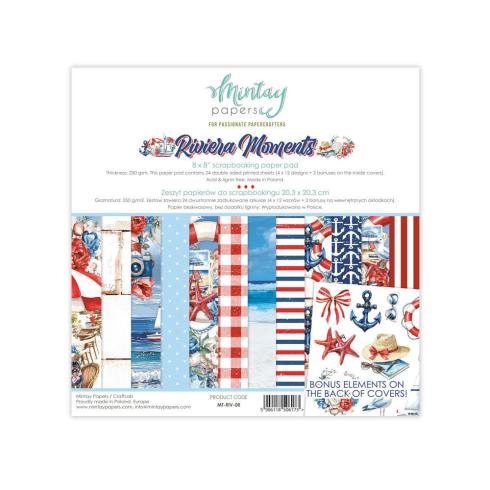 Mintay Papers - Designpapier "Riviera Moments" Scrapbooking Paper Pad 8x8 Inch - 24 Bogen