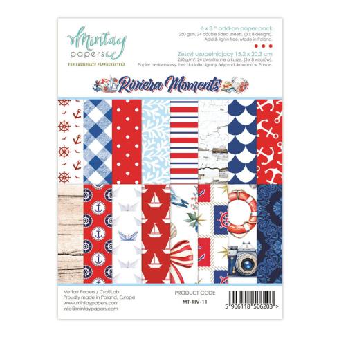 Mintay Papers - Designpapier "Riviera Moments" Add-On Paper Pack 6x8 Inch - 24 Bogen