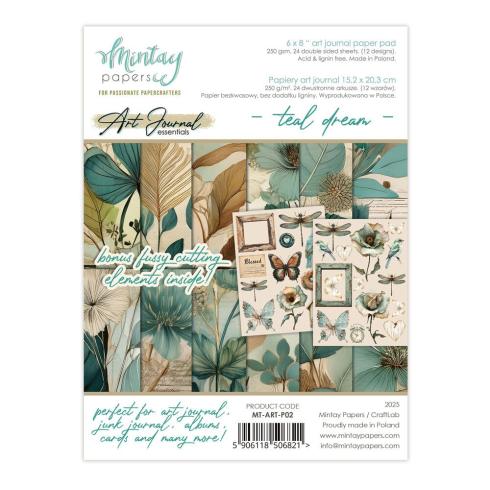 Mintay Papers - Designpapier "Teal Dream" Art Journal Paper Pad 6x8 Inch - 24 Bogen