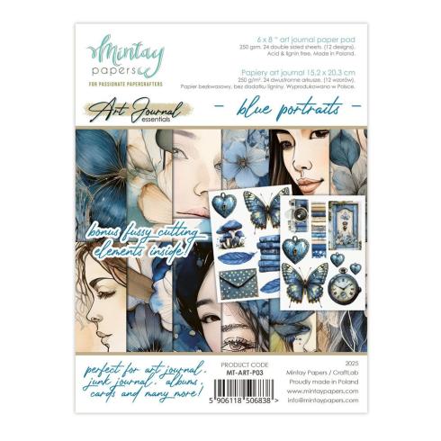 Mintay Papers - Designpapier "Blue Portraits" Art Journal Paper Pad 6x8 Inch - 24 Bogen