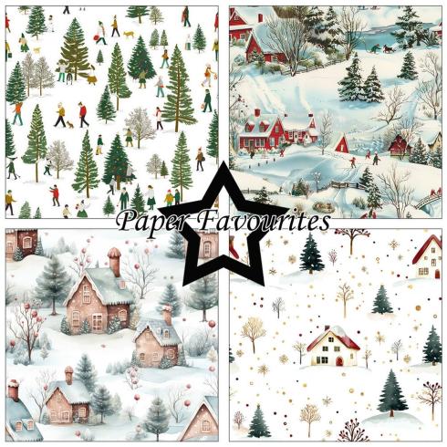 Paper Favourites - Designpapier "Winter Scene" Paper Pack 12x12 Inch 8 Bogen