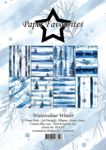 Paper Favourites - Designpapier "Watercolour Winter" Paper Pack A5 - 24 Bogen