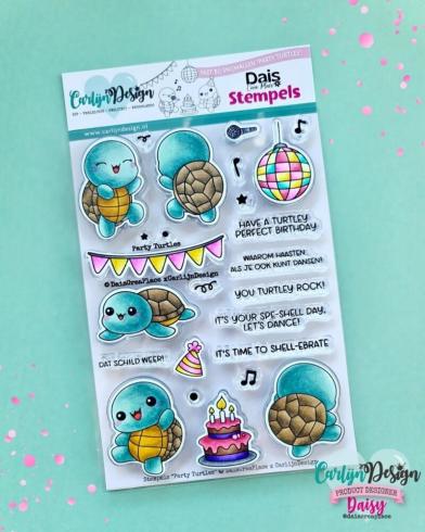 Preview: Carlijn Design - Stempelset "Party Turtles " Clear Stamp 