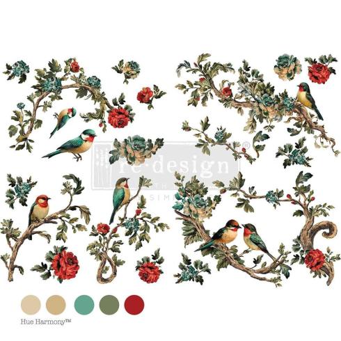 Re-Design with Prima - Transfer Aufkleber 24x35 Inch "Rosette Aviary" Decor Transfer 4 Bogen 