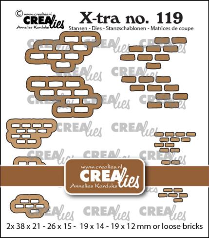 Crealies - Stanzschablone "No. 119 Brickwall Middle & Small with loose bricks" X-tra Dies